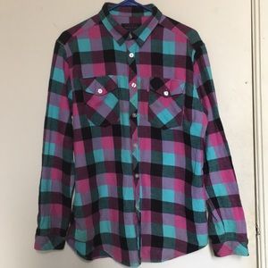 Mishka pink / teal / black flannel shirt